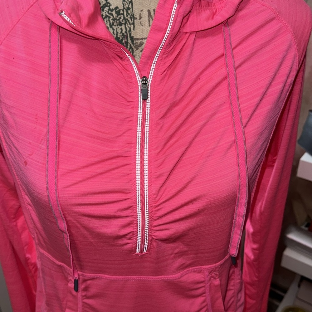Hot pink 3/4 zip up lightweight hoodie - Picture 2 of 5
